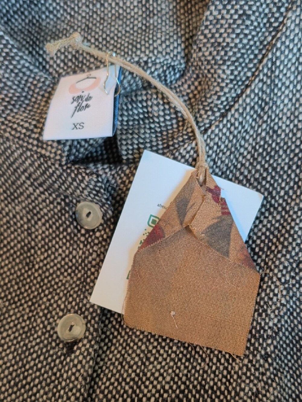 NWT Son de Flor Grey Long-Sleeve Coat In Grey Moon - Picture 2 of 3